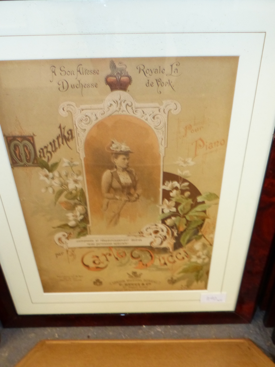 A GROUP OF TEN VINTAGE SHEET MUSIC COVERS AND FRENCH EARLY 20th.C RISQUE PRINTS, 31 x 24cms, IN - Image 5 of 12