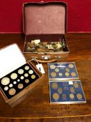 A CASED SET OF FIFTEEN 1937 GEORGE VI COINS RANGING FROM A FARTHING TO A HALF CROWN TOGETHER WITH