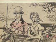 FRANCES MARSHALL (1901-1980). ARR. A CARRIAGE RIDE, ONE INITIALLED, TWO WATERCOLOUR AND INK