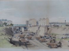 TWO ANTIQUE RAILWAY RELATED COLOUR LITHOGRAPHS, BUILDING OF RETAINING WALL NEAR PARK ST. CAMDEN