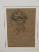 20th.C. ENGLISH SCHOOL. A STUDY OF A FIGURE WITH CLASPED HANDS, BLACK CHALK, INSCRIBED WILLIAM DE