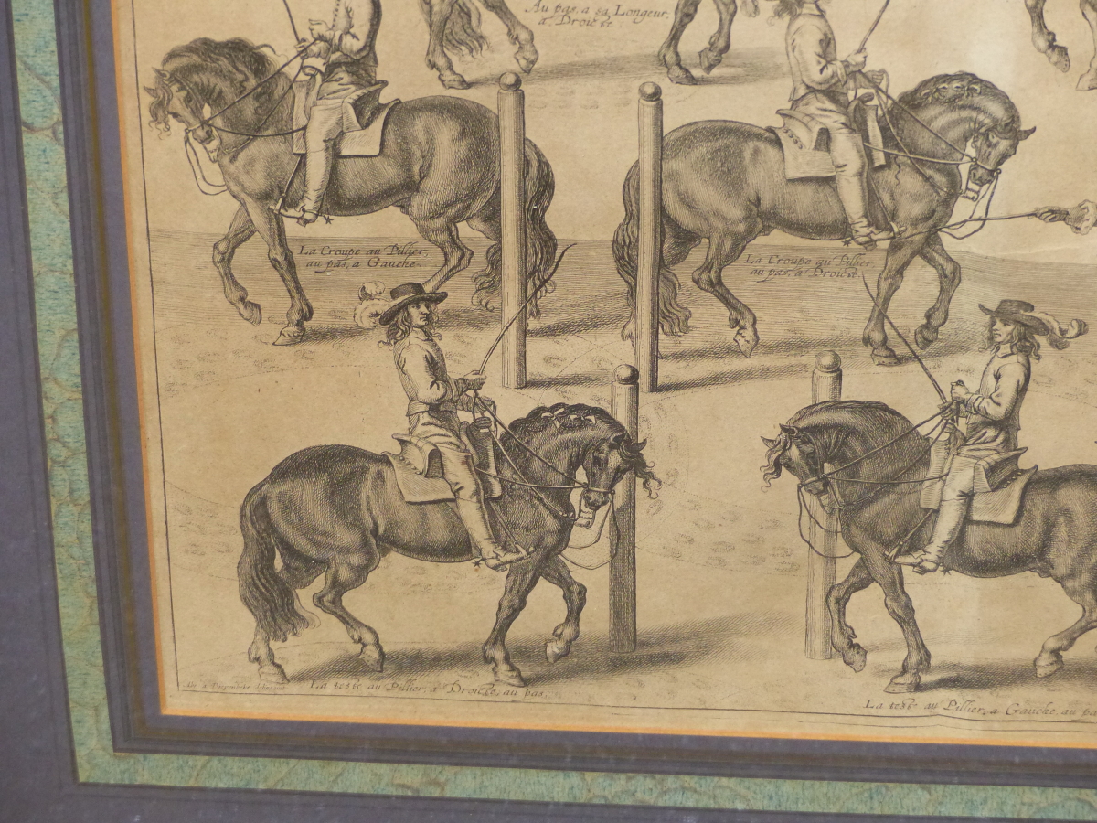 AFTER ABRAHAM DIEPENBEECK (1596-1675). TWO ANTIQUE PRINTS DEPICTING DRESSAGE IMAGES 39.5 x 52cms ( - Image 4 of 16