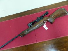 WEIHRAUCH HW98 AIR RIFLE 0.177 SERIAL No.1768699 WITH CASE, REDFIELD SCOPE 4 x 12. FIGURED WALNUT