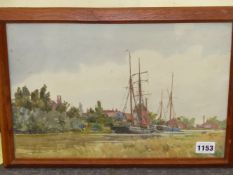 F.L. BLANCHARD (19th/20th.C.). EAST ANGLIAN ESTUARY SCENE, SIGNED WATERCOLOUR, 24.5 x 34cms.