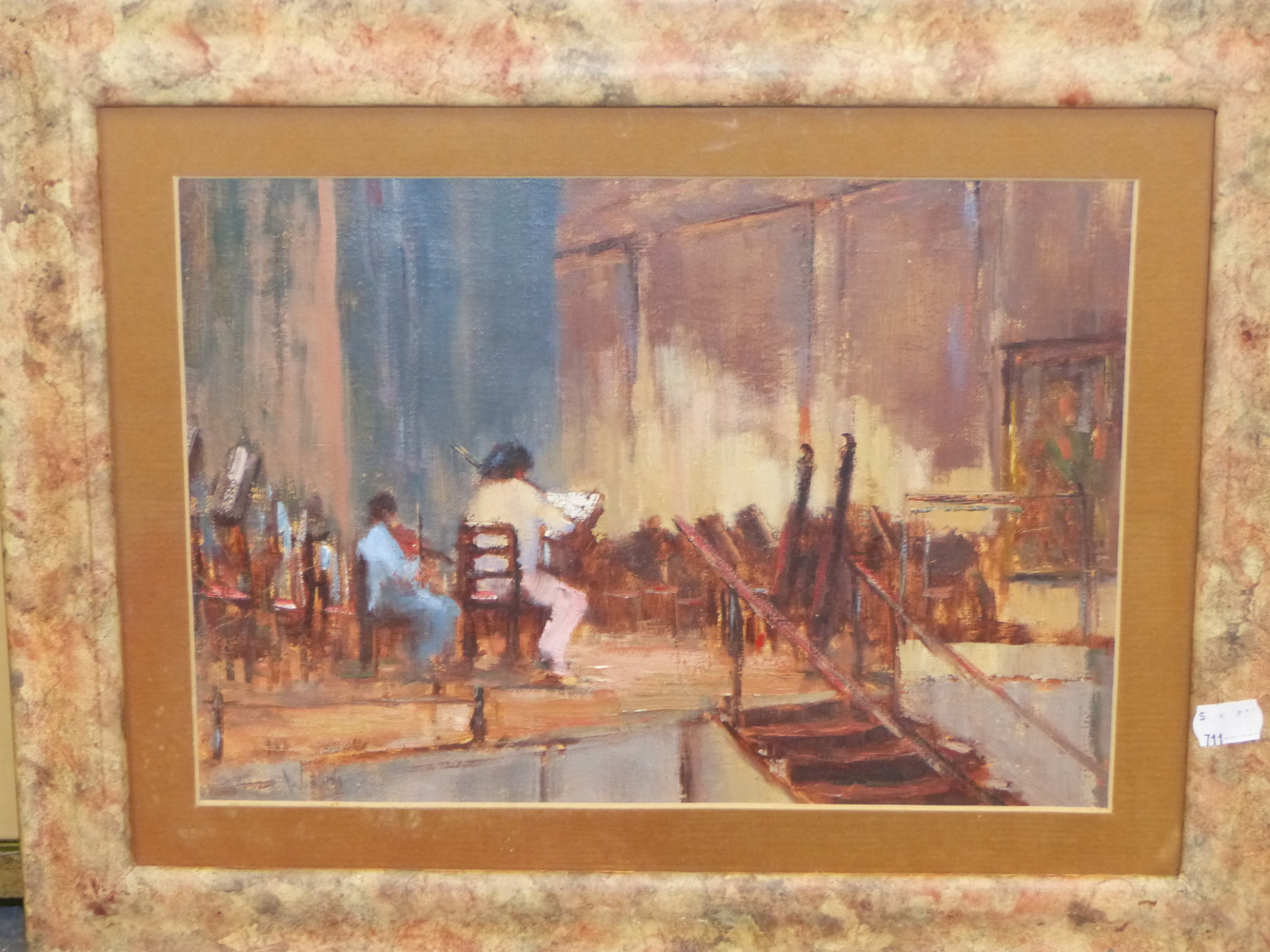W. DAVIES (CONTEMPORARY). ARR. THE REHEARSAL, SIGNED OIL ON BOARD. 24.5 x 34cms; TOGETHER WITH AN