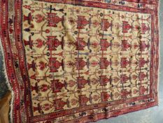 A TRIBAL PERSIAN RUG 184 X 145cm, TOGETHER WITH A SMALL TURKISH PRAYER RUG (2)