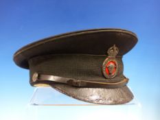 A FULFORD & SONS KAFFIRIAN RIFLES OFFICERS LEATHER LINED BLACK CLOTH FORAGE CAP