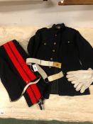 EVENING DRESS TROUSERS, WHITE GLOVES AND BELT FOR A LIFE GUARDS REGIMENTAL OFFICER, A BLUE BELT