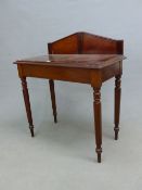 AN EARLY VICTORIAN MAHOGANY SERVING TABLE, A TRIANGULAR PEDIMENT BACK RAISED ABOVE THE RECTANGULAR