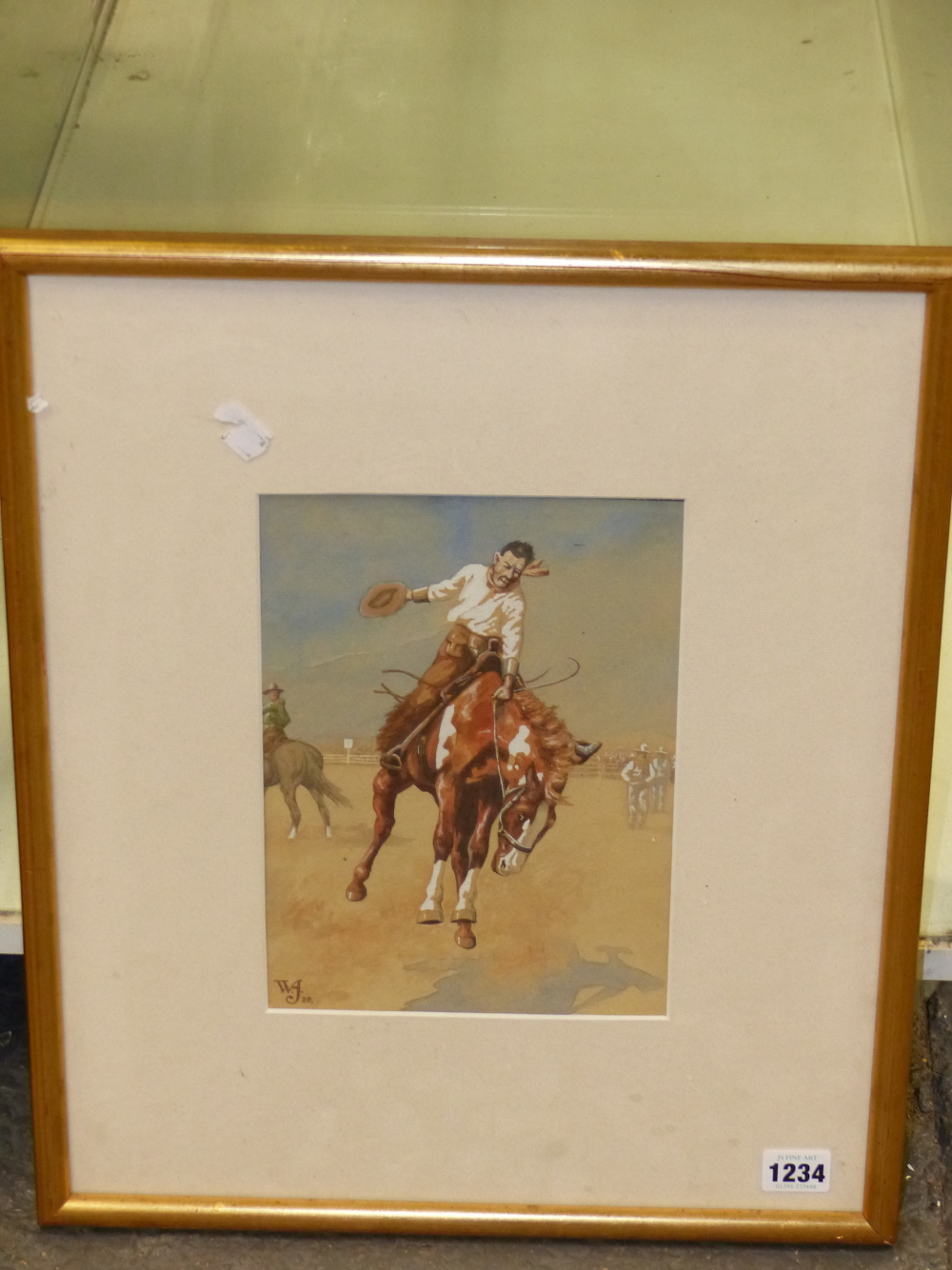 EARLY 20th.C. ANGLO AMERICAN SCHOOL. THE BRONCO BUSTER, INITIALLED AND DATED 1929, 25 x 18cms. - Image 5 of 6