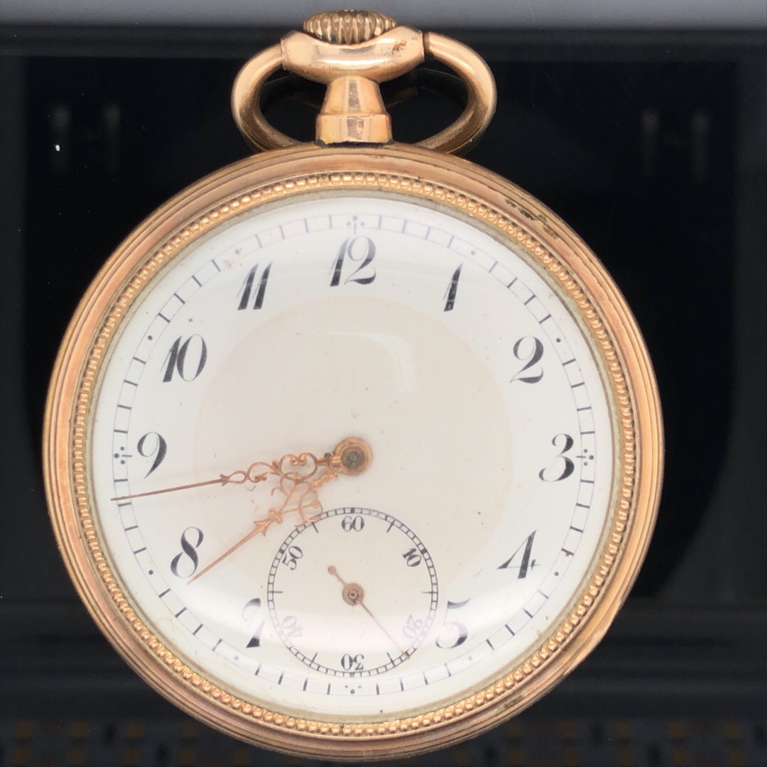 A THOMAS RUSSELL & SON, LIVERPOOL OPEN FACE GOLD PLATED ELGIN POCKET WATCH WITH SUBSIDIARY SECONDS - Image 7 of 8