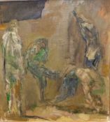 ROBERT MEDLEY (1905-1994). ARR. FIGURE STUDIES, SIGNED, OIL ON BOARD, 68 x 62cms.