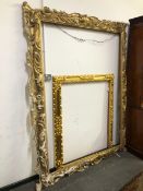 A LARGE AND IMPRESSIVE ANTIQUE CARVED GILTWOOD FLORENTINE FRAME, REBATE 200 x 147cms.