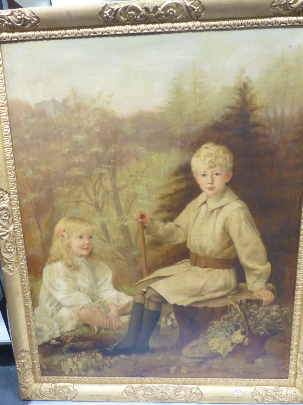 EDITH SCANELL (1852-1840). A PORTRAIT OF TWO CHILDREN, JOHN AND ROWLAND BURDON, SIGNED OIL ON - Image 2 of 14