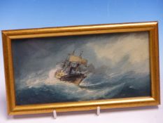 LATE 19th.C. ENGLISH SCHOOL, TWO MARINE SCENES, WATERCOLOURS. LARGEST, 12 x 20cms (2).