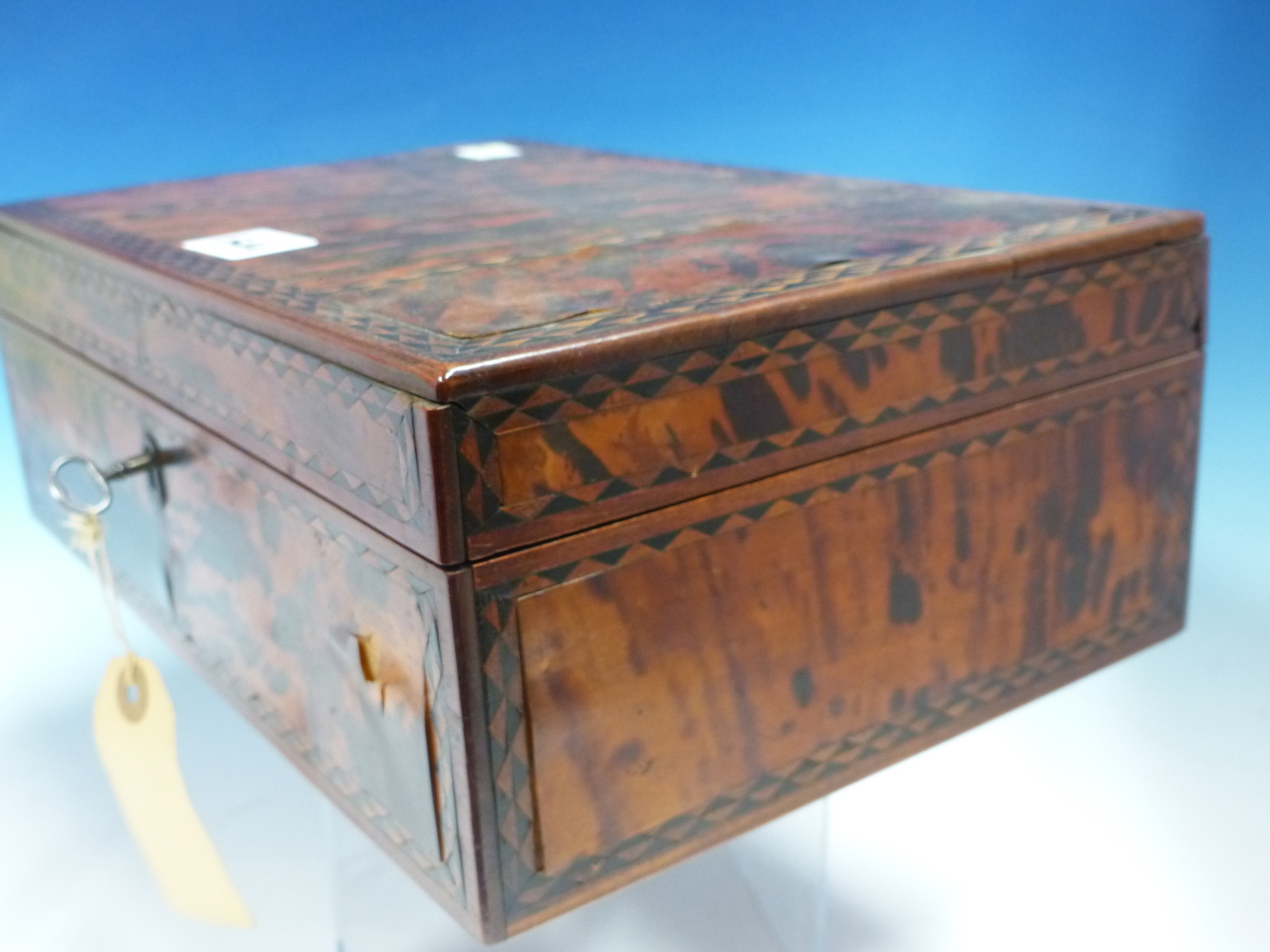 A 19th C. INDIAN TORTOISESHELL SPICE BOX, THE VENEERS ON THE RECTANGULAR LID DIVIDED BY EBONY AND - Image 14 of 21