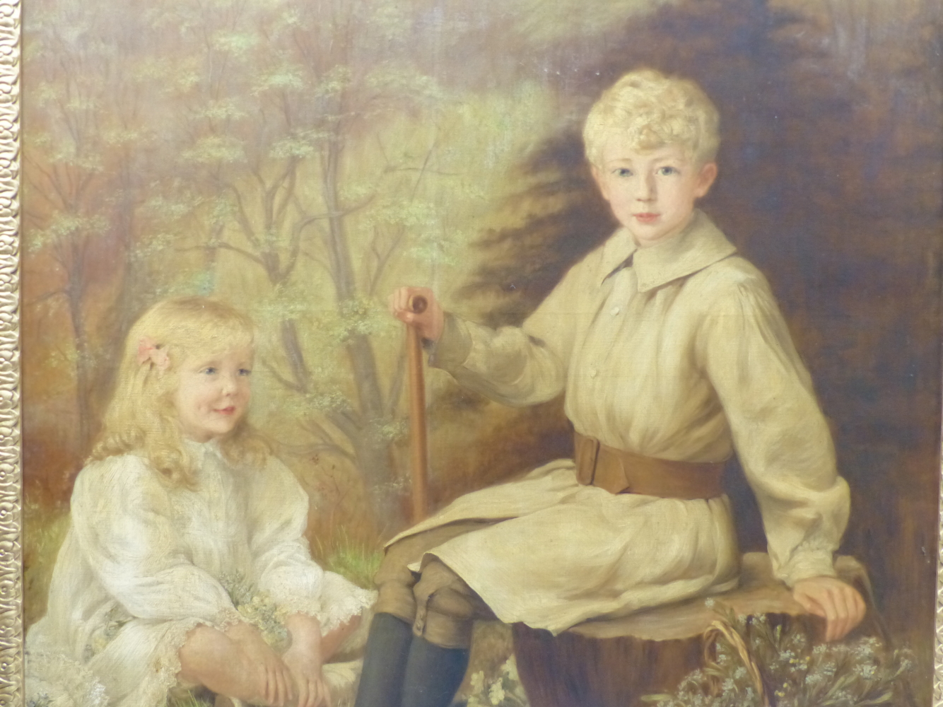 EDITH SCANELL (1852-1840). A PORTRAIT OF TWO CHILDREN, JOHN AND ROWLAND BURDON, SIGNED OIL ON - Image 3 of 14