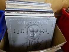 APPROXIMATELY FIFTY LP RECORDS, MOSTLY ROCK AND NEW WAVE INCLUDING THE JAM, STONE ROSES,