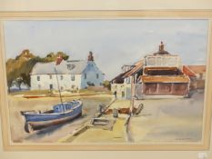 P. M. WALKER (20th.C. SCHOOL). LOW TIDE, SIGNED WATERCOLOUR 38 x 56cms.