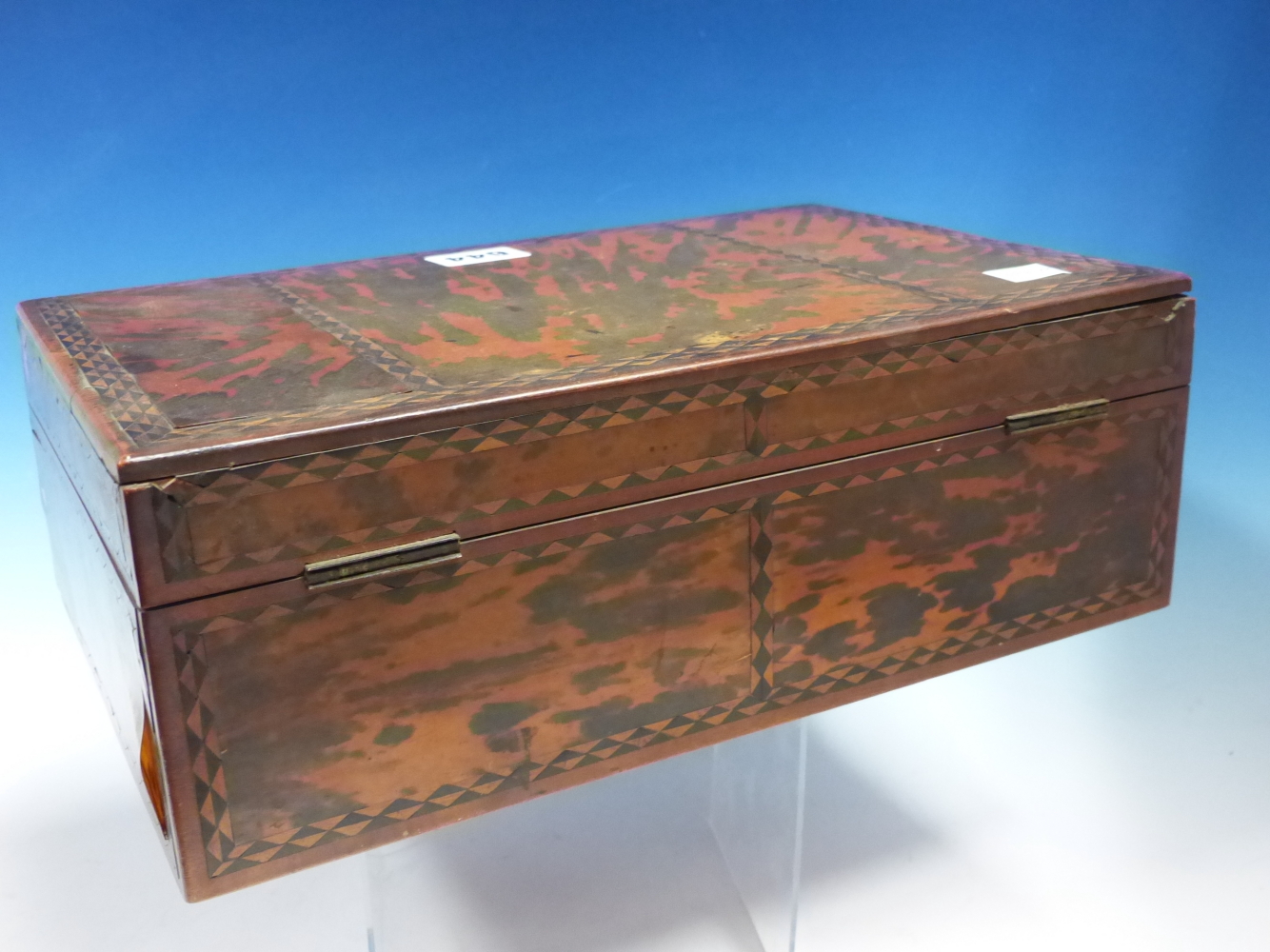 A 19th C. INDIAN TORTOISESHELL SPICE BOX, THE VENEERS ON THE RECTANGULAR LID DIVIDED BY EBONY AND - Image 17 of 21