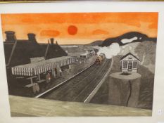 JOHN BRUNSDON (1933-2014) ARR. NORTH NORFOLK, WEYBOURNE STATION, PENCIL. SIGNED LIMITED EDITION