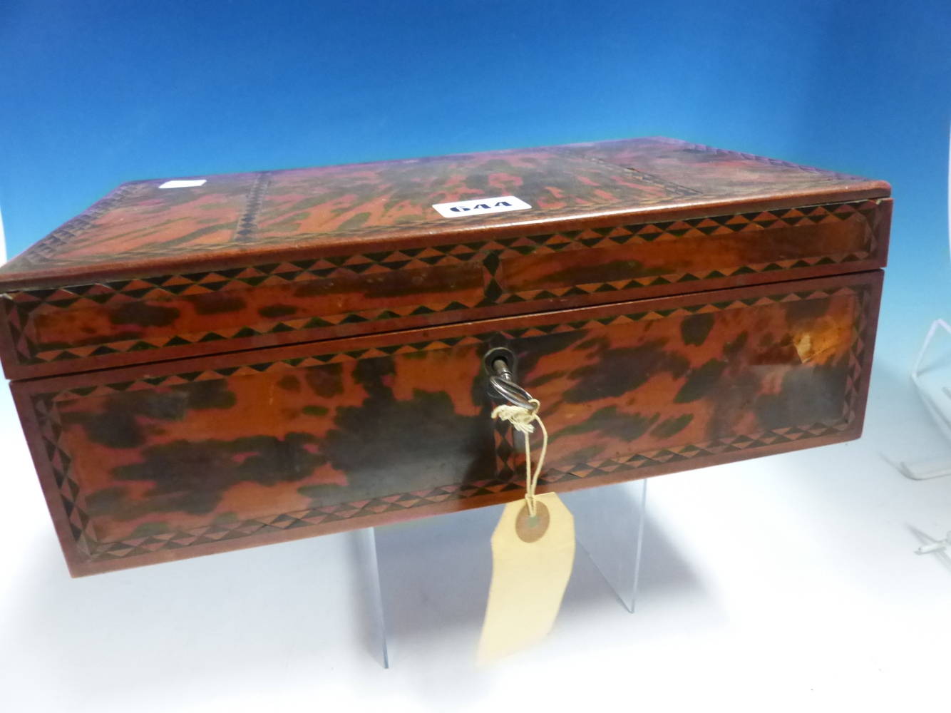 A 19th C. INDIAN TORTOISESHELL SPICE BOX, THE VENEERS ON THE RECTANGULAR LID DIVIDED BY EBONY AND - Image 10 of 21