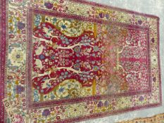 AN ANTIQUE PERSIAN ISFAHAN TREE OF LIFE PRAYER RUG