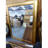 TWO GILT FRAME LARGE CONTEMPORARY MIRRORS. LARGEST 118 x 92cms (2).