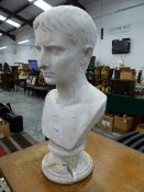 A PLASTER BUST AFTER THE ANTIQUE.
