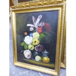 W.A.P. KINGWELL (20th.C.SCHOOL). ARR. STILL LIFE OF SUMMER FLOWERS, SIGNED, OIL ON CANVAS. 61 x