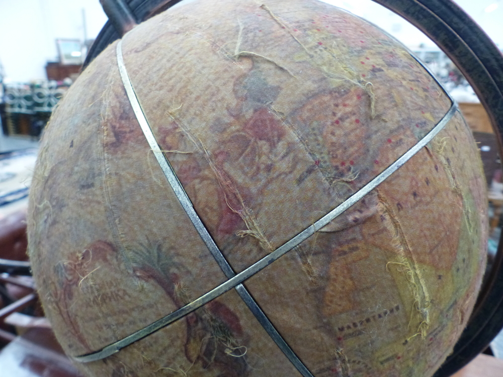 A PRINTED CLOTH GLOBE ON METAL STAND. - Image 2 of 20