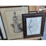 A LARGE GROUP OF VINTAGE AND LATER FRAMED PORTRAIT PHOTOGRAPHS, FASHION PRINTS AND EPHEMERA,