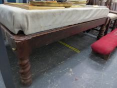 A LARGE CAMPAIGN DAY BED/STOOL WITH ROSEWOOD FRAME.