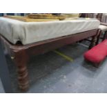 A LARGE CAMPAIGN DAY BED/STOOL WITH ROSEWOOD FRAME.