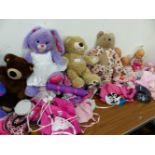 A QUANTITY OF TOY BEARS, DOLLS ETC.