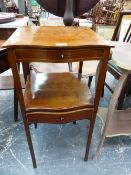 A 19th.C. MAHOGANY TWO TIER SMALL WASHSTAND.