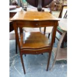 A 19th.C. MAHOGANY TWO TIER SMALL WASHSTAND.