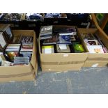 A LARGE COLLECTION OF CDS AND DVDS, VARIOUS TITLES.