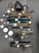 A COLLECTION OF MAINLY VINTAGE WRIST WATCHES AND POCKET WATCHES TO INCLUDE SEIKO, SEKONDA, ROTARY,