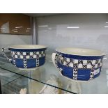 A PAIR OF ROYAL DOULTON VIRGINIA PATTERN CHAMBER POTS.