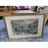 A FRAMED COLOUR MILITARY PRINT AFTER STANLEY BERKELEY OF THE VICTORY OF CANDAHAR. 64 x 97cms.