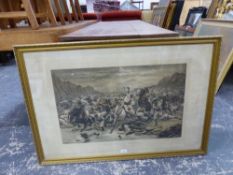 A FRAMED COLOUR MILITARY PRINT AFTER STANLEY BERKELEY OF THE VICTORY OF CANDAHAR. 64 x 97cms.