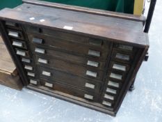 A VINTAGE STAINED PINE TOOL CHEST AND A CROQUET SET BOX.