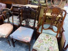 AN EDWARDIAN INLAID ARMCHAIR, A REGENCY ARMCHAIR AND SIX OTHERS.