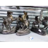 TWO PAIRS OF SPELTER FIGURES.