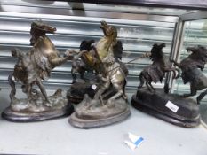 TWO PAIRS OF SPELTER FIGURES.