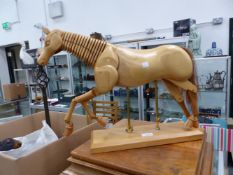 A GOOD QUALITY ARTICULATED ARTISTS HORSE LAY FIGURE