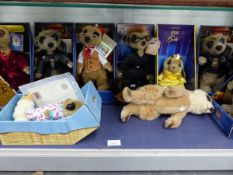 A COLLECTION OF COMPARE THE MEERKAT COLLECTORS MEERKATS, TEN IN TOTAL, NINE WITH BOXES.