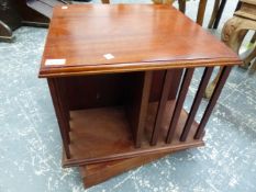 A MAHOGANY SMALL REVOLVING BOOKCASE.