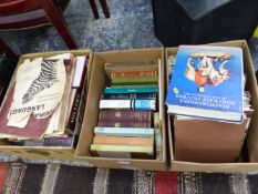 THREE BOXES OF BOOKS.